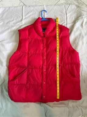 Bright Red Goosedown Quilted Snap-Front Puffer Vest